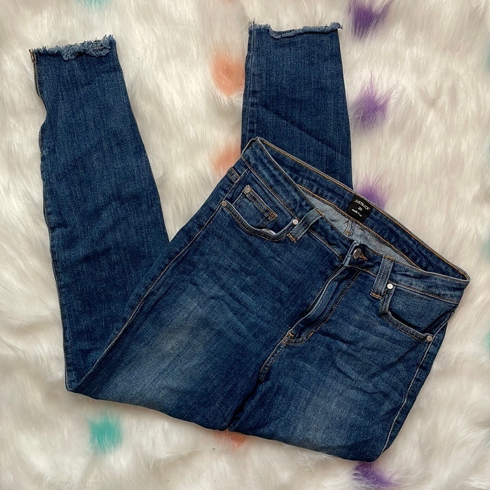 JUST Black Distressed Blue Jeans
